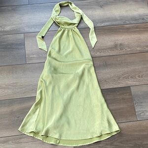 Chic Backless Halter Dress in Light Green